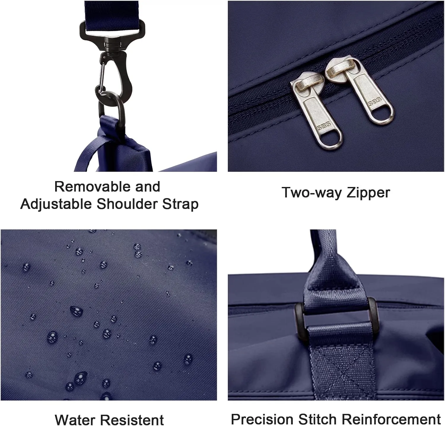 Travel Duffel Bag with Toiletry Bag, Sports Tote Gym Bag, Shoulder Weekender Overnight Bag for WomenDark Blue