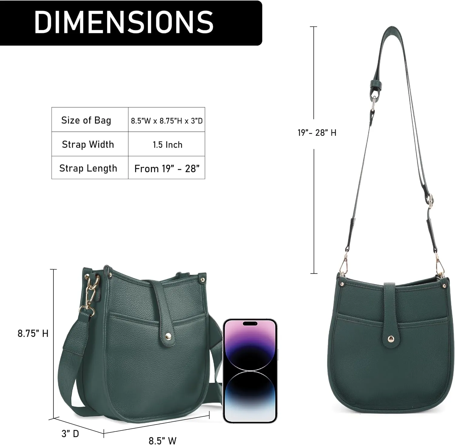 Trendy Hobo Crossbody Handbag with Adjustable Straps - Vegan Leather Designer Purses