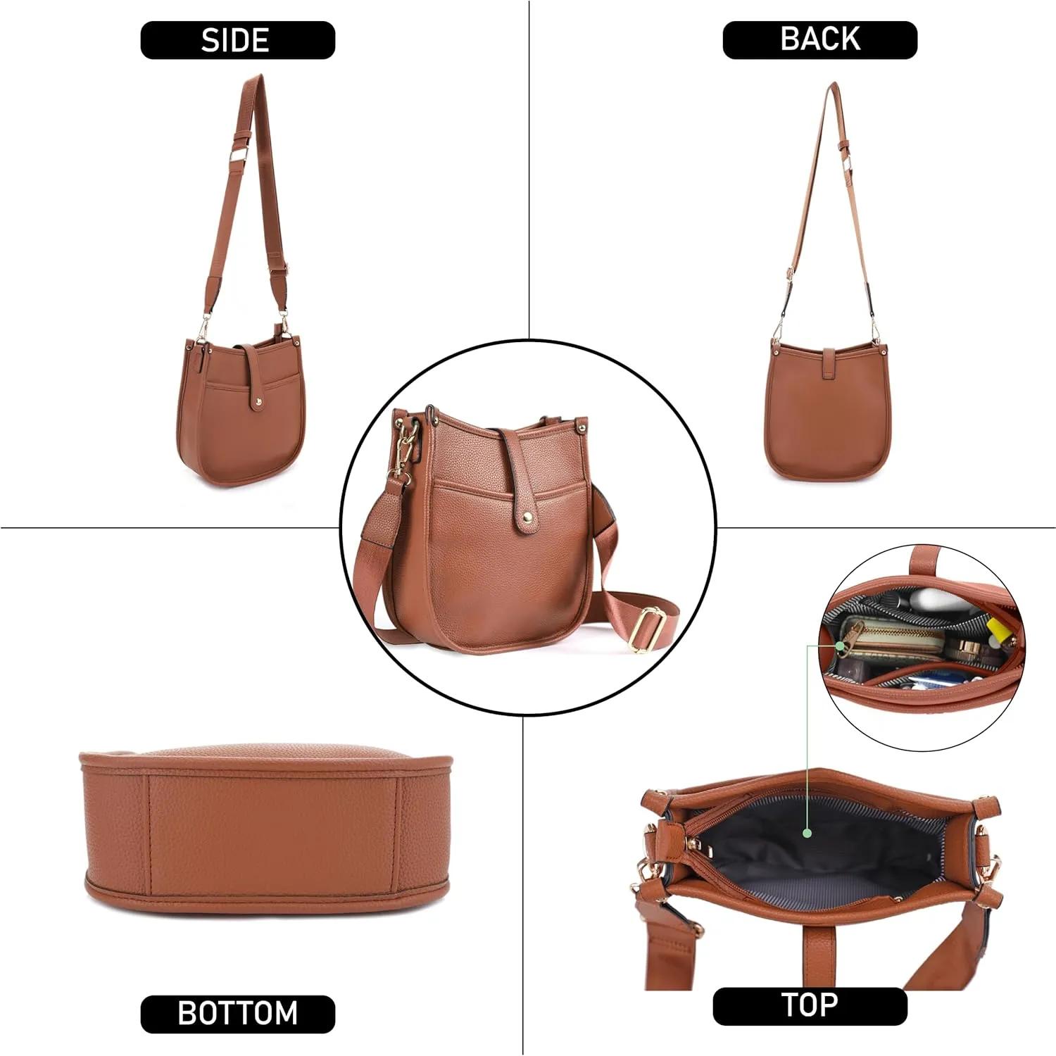 Trendy Hobo Crossbody Handbag with Adjustable Straps - Vegan Leather Designer Purses