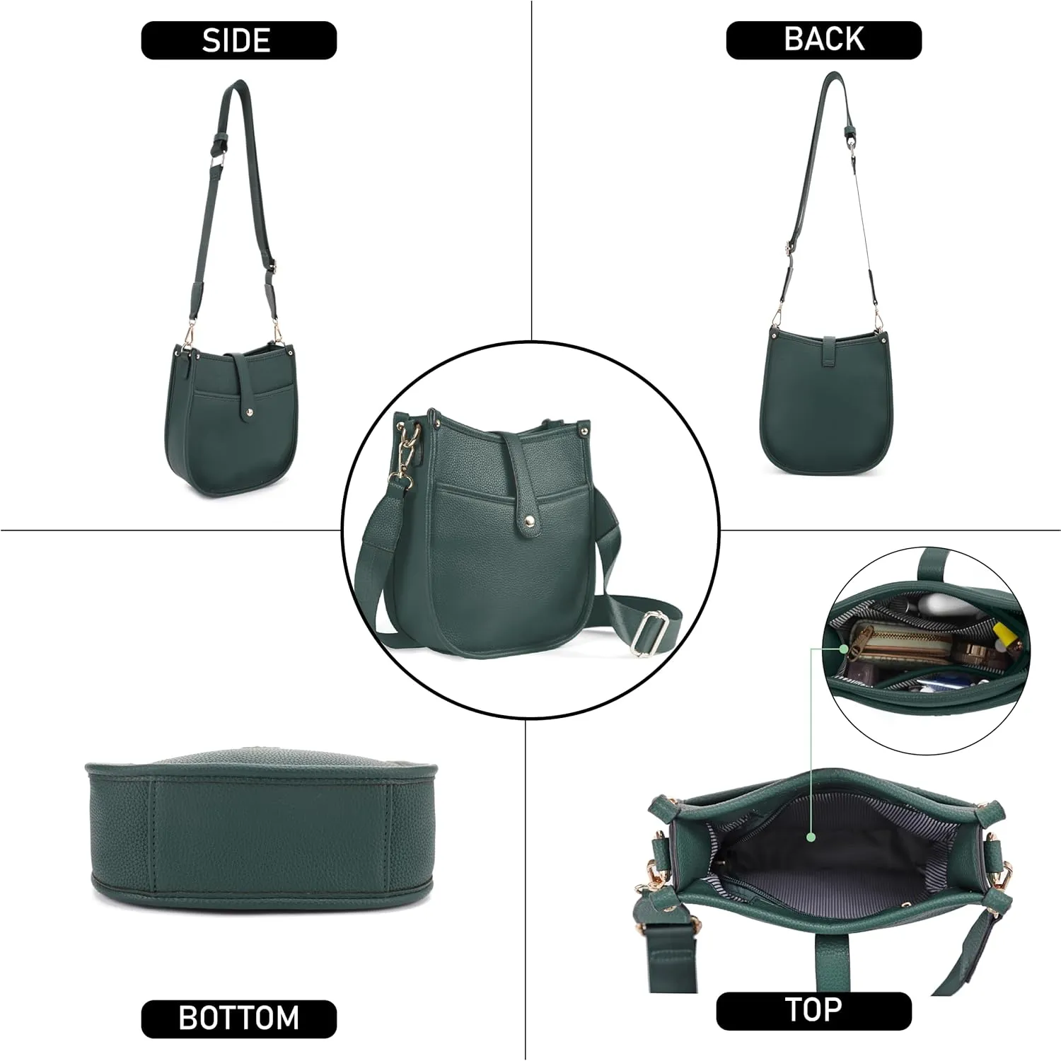 Trendy Hobo Crossbody Handbag with Adjustable Straps - Vegan Leather Designer Purses