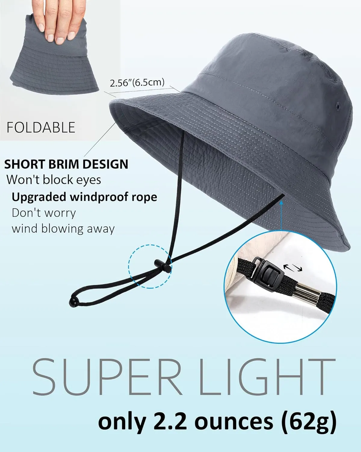 Waterproof Bucket Hat for Women Men Rain Hat UPF 50  Wide Brim Boonie Sun Hat Foldable Summer Floppy Beach Fishing Safari Hat