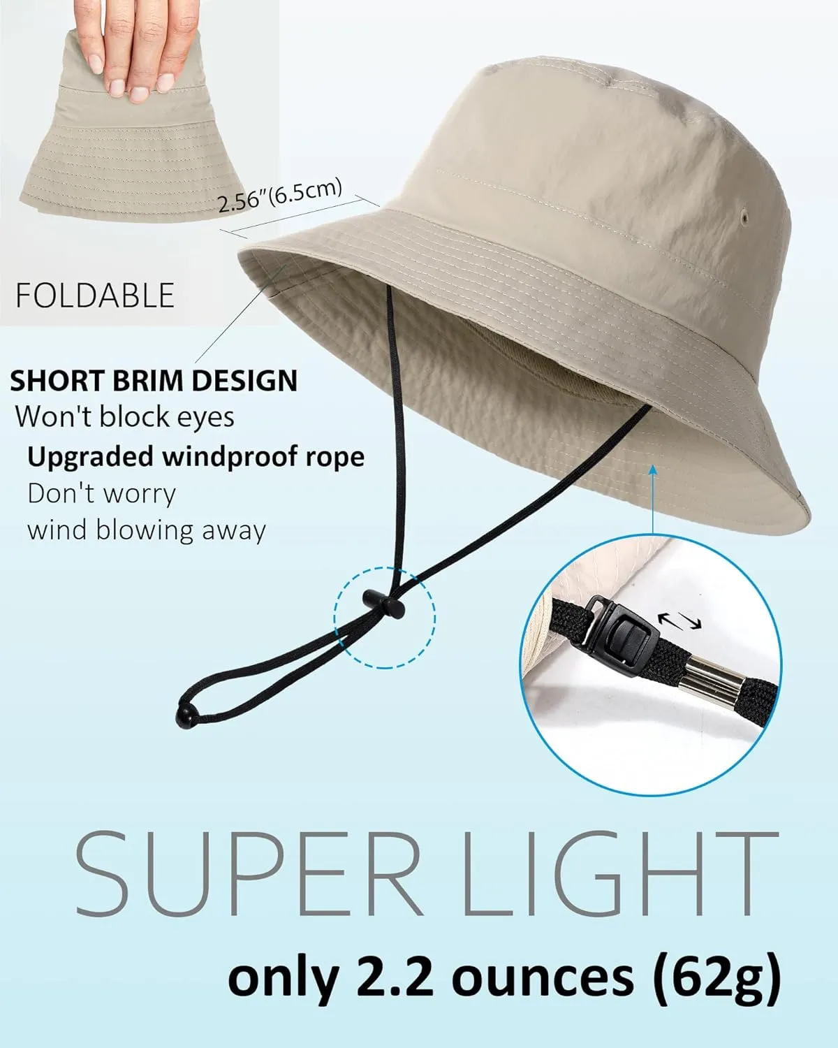 Waterproof Bucket Hat for Women Men Rain Hat UPF 50  Wide Brim Boonie Sun Hat Foldable Summer Floppy Beach Fishing Safari Hat