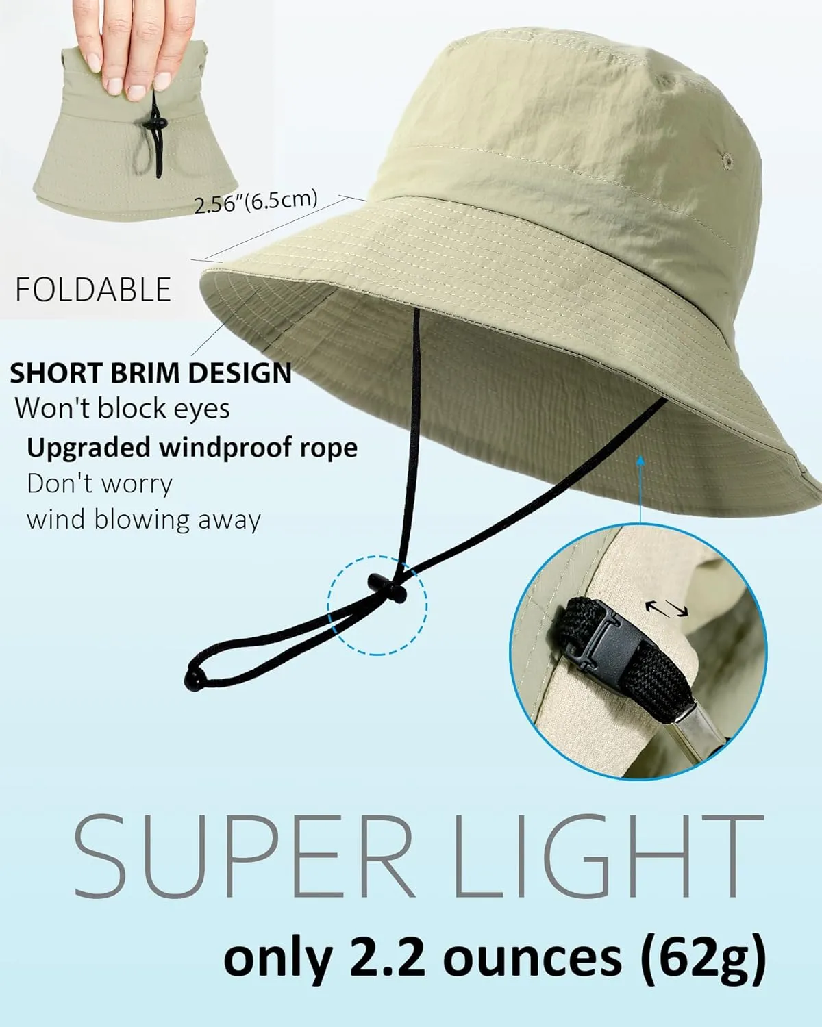 Waterproof Bucket Hat for Women Men Rain Hat UPF 50  Wide Brim Boonie Sun Hat Foldable Summer Floppy Beach Fishing Safari Hat