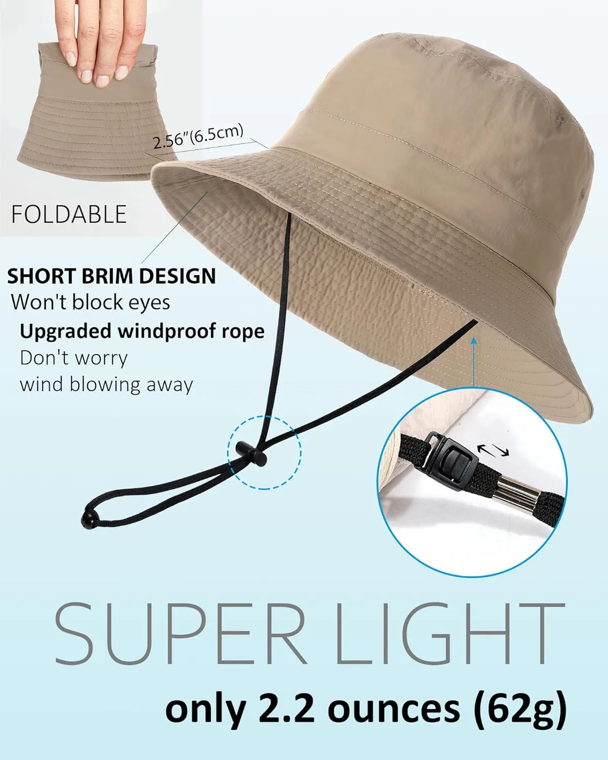 Waterproof Bucket Hat for Women Men Rain Hat UPF 50  Wide Brim Boonie Sun Hat Foldable Summer Floppy Beach Fishing Safari Hat