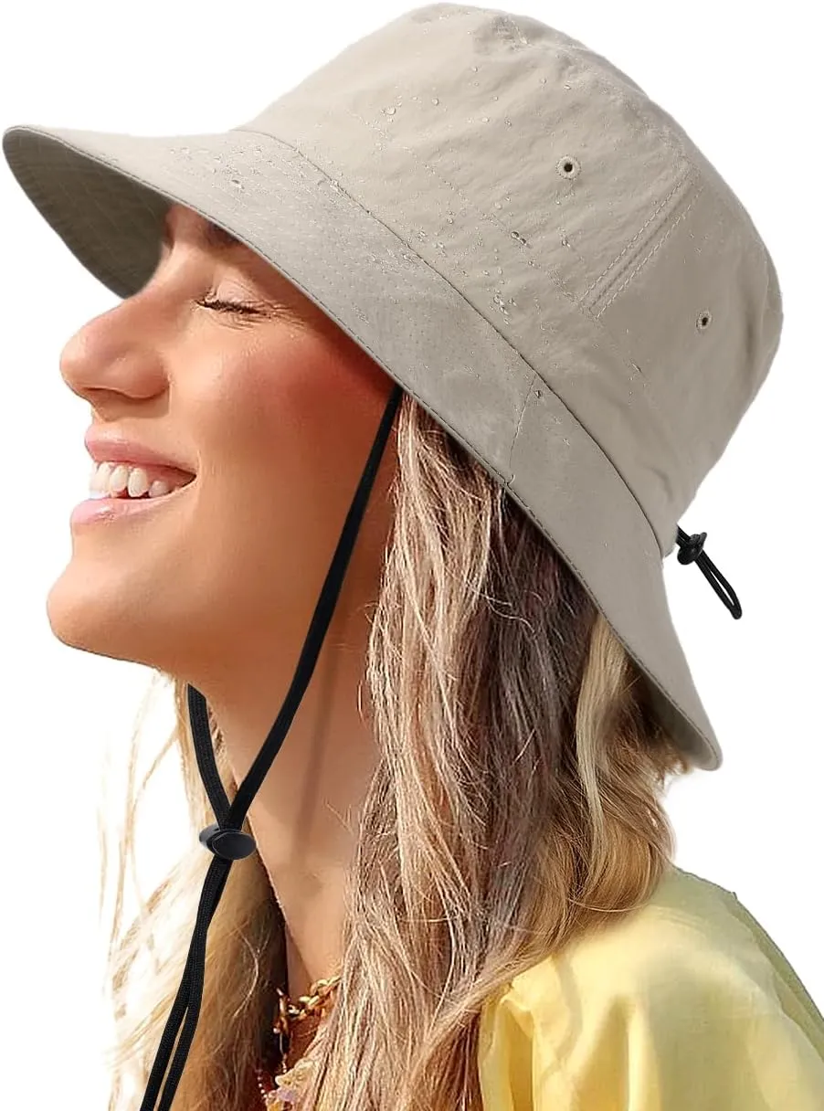 Waterproof Bucket Hat for Women Men Rain Hat UPF 50  Wide Brim Boonie Sun Hat Foldable Summer Floppy Beach Fishing Safari Hat