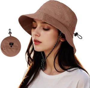 Waterproof Bucket Hat Women - UV Protection Rain Hats Ladies Packable Foldable Fishing Hat
