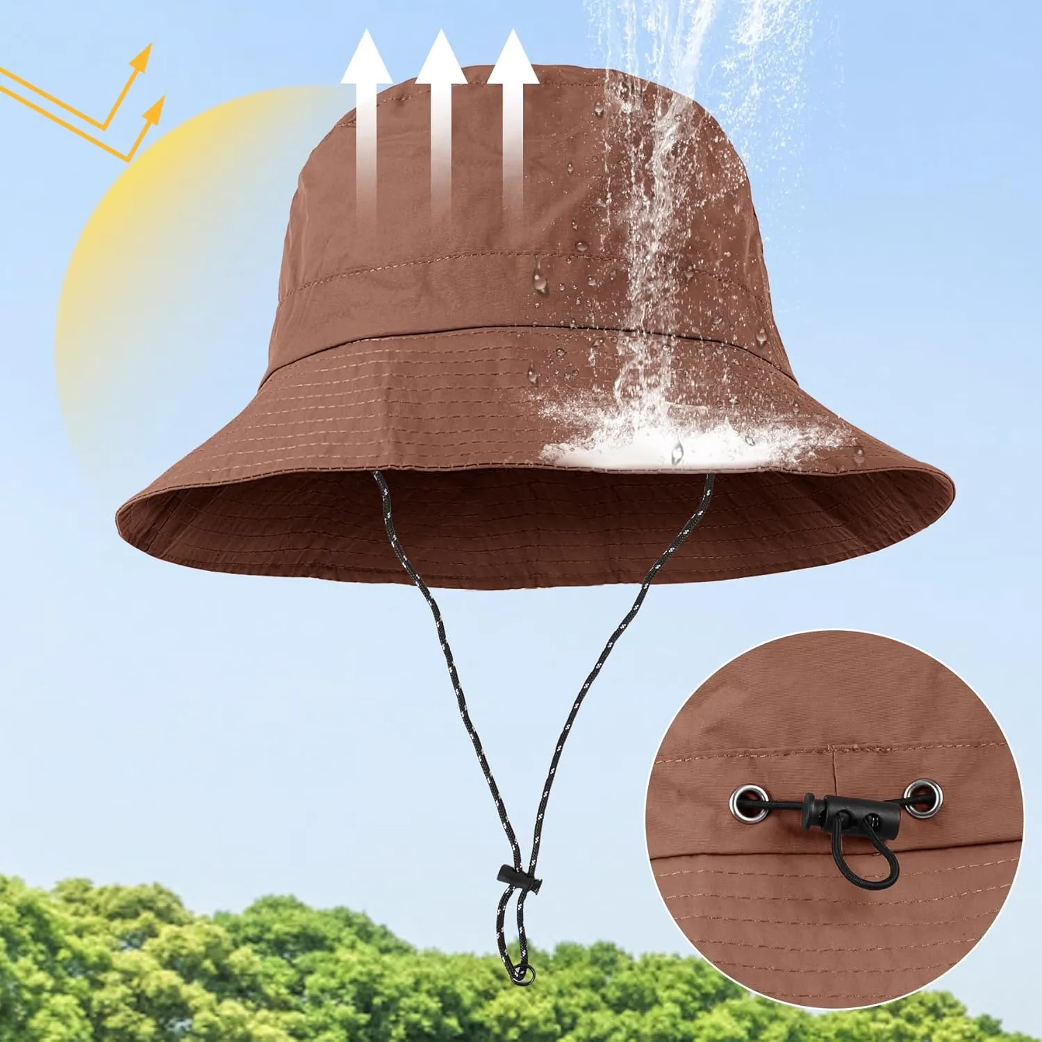 Waterproof Bucket Hat Women - UV Protection Rain Hats Ladies Packable Foldable Fishing Hat