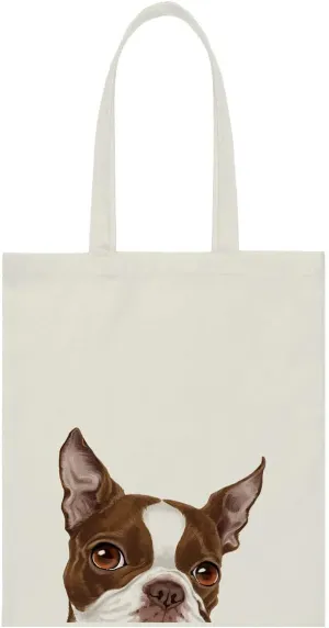 WIRESTER Reusable Canvas Tote Bag for Women Girls, Grocery Shopping Bag, Shoulder Bag, Travel Tote Bag, Cute Dog Cat