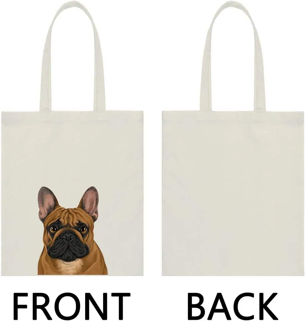 WIRESTER Reusable Canvas Tote Bag for Women Girls, Grocery Shopping Bag, Shoulder Bag, Travel Tote Bag, Cute Dog Cat