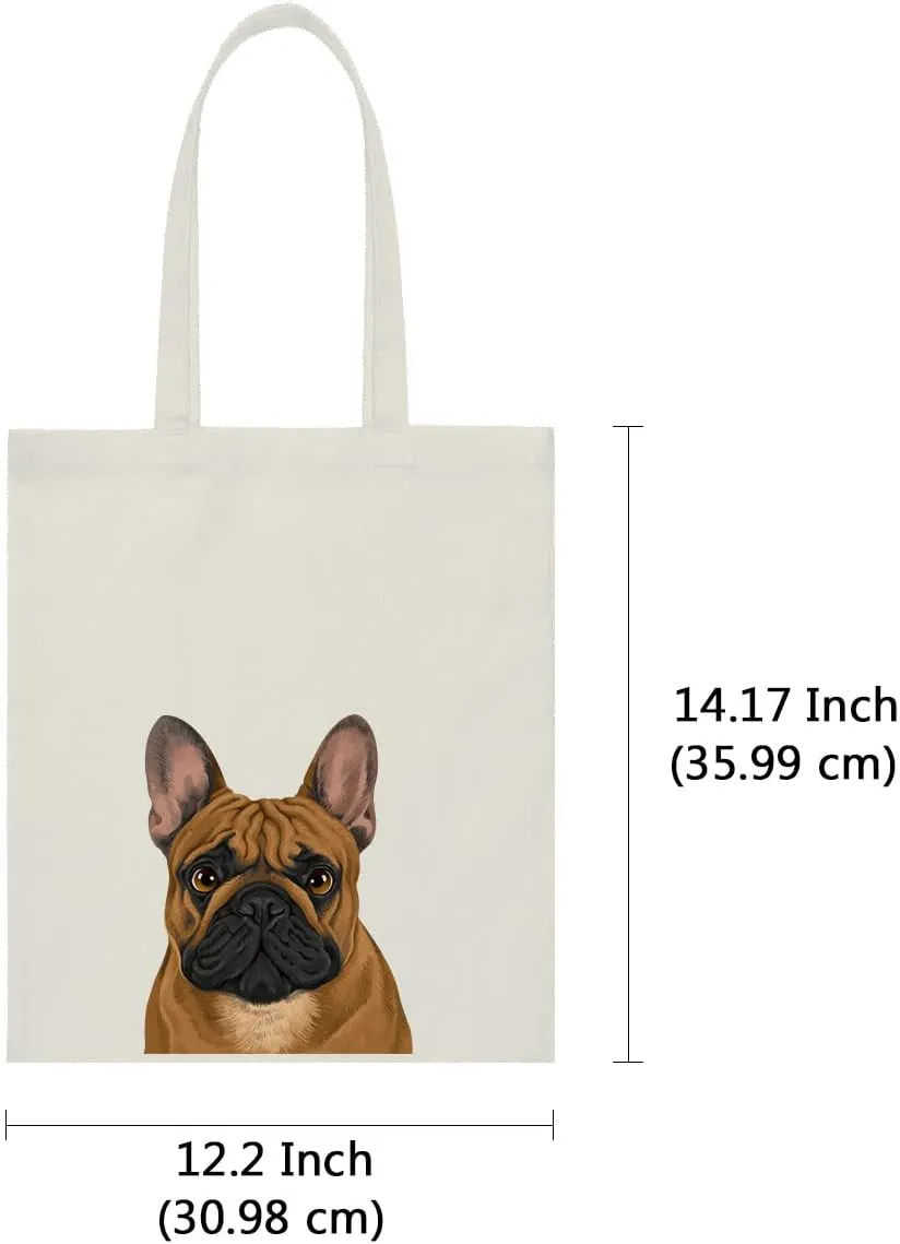 WIRESTER Reusable Canvas Tote Bag for Women Girls, Grocery Shopping Bag, Shoulder Bag, Travel Tote Bag, Cute Dog Cat