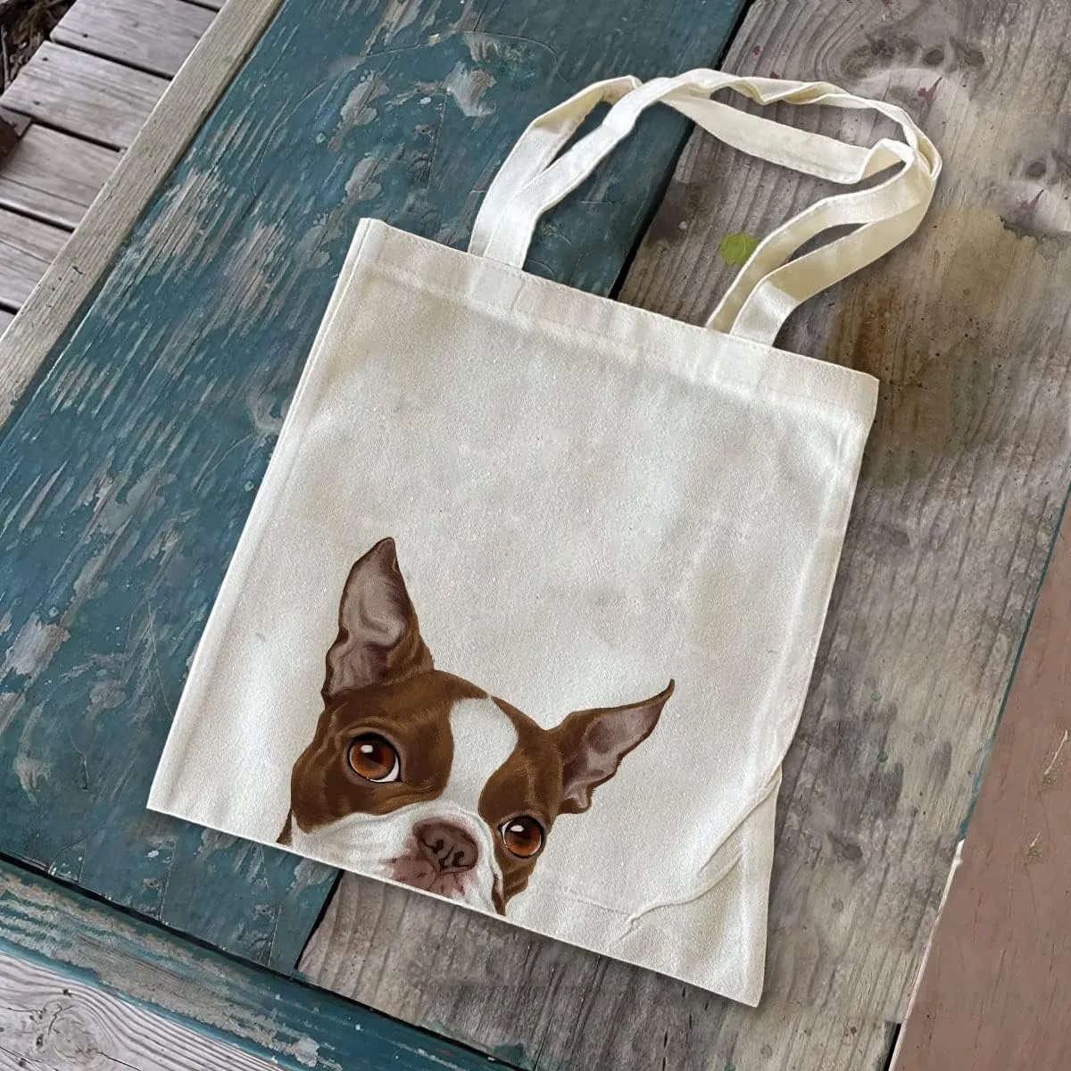 WIRESTER Reusable Canvas Tote Bag for Women Girls, Grocery Shopping Bag, Shoulder Bag, Travel Tote Bag, Cute Dog Cat