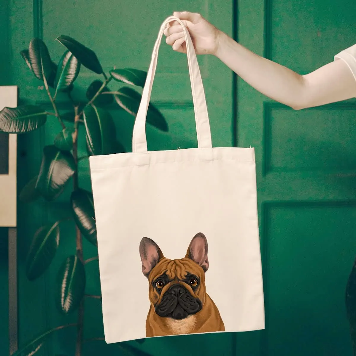 WIRESTER Reusable Canvas Tote Bag for Women Girls, Grocery Shopping Bag, Shoulder Bag, Travel Tote Bag, Cute Dog Cat