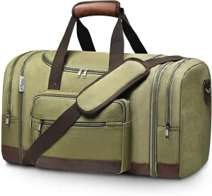 Wolhbege Duffle Bag for Travel,Mens Travel Bag & Carry On Bag for Men with Expandable Design and Luggage Sleeve Duffel Bag for Gym, Weekender, Overnight Trips Green