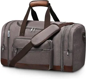 Wolhbege Duffle Bag for Travel,Mens Travel Bag & Carry On Bag for Men with Expandable Design and Luggage Sleeve Duffel Bag for Gym, Weekender, Overnight Trips Grey