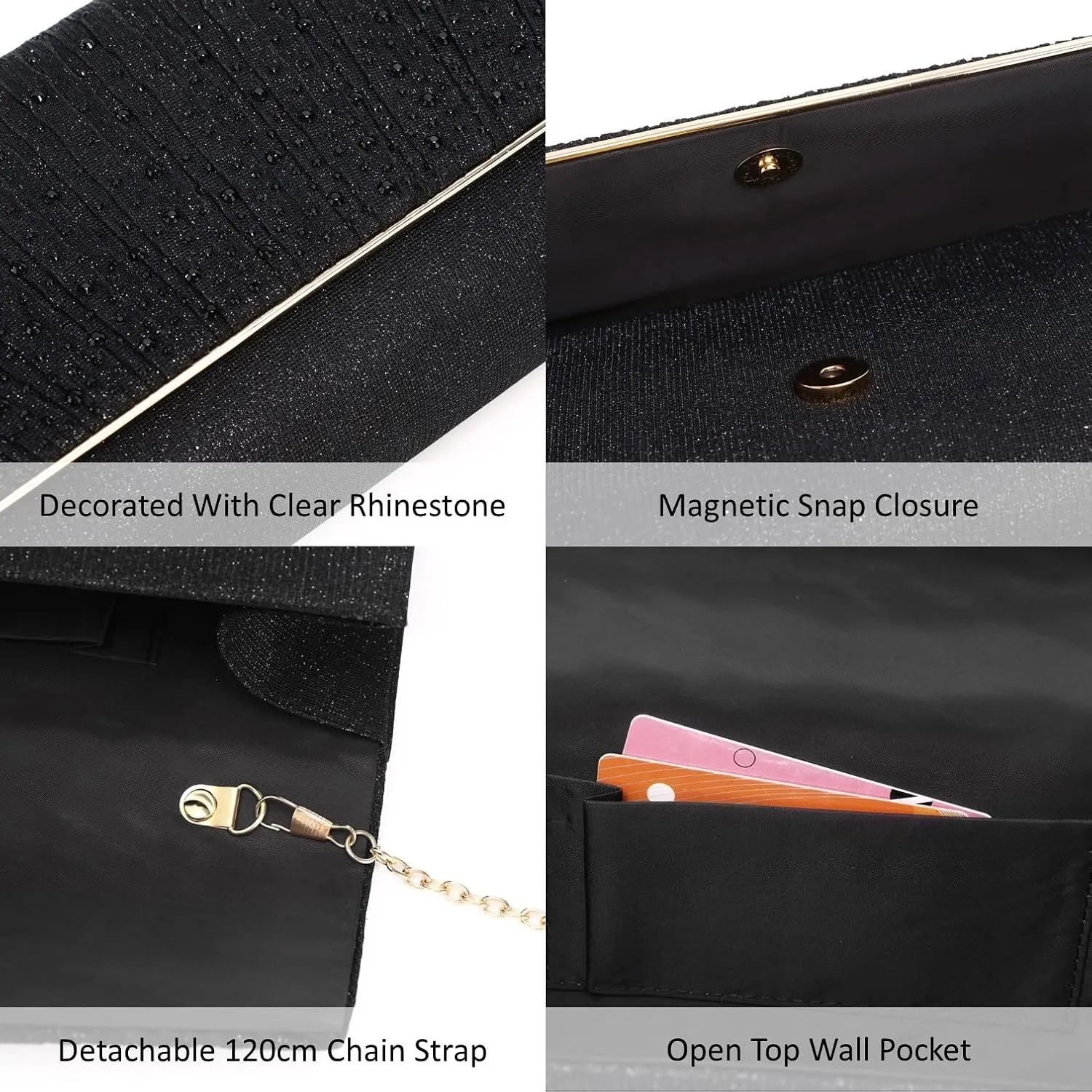 Women Evening Bags Glitter Sequins Clutch Purses for Women Shiny Envelope Handbag Formal Wedding Party Prom Purse