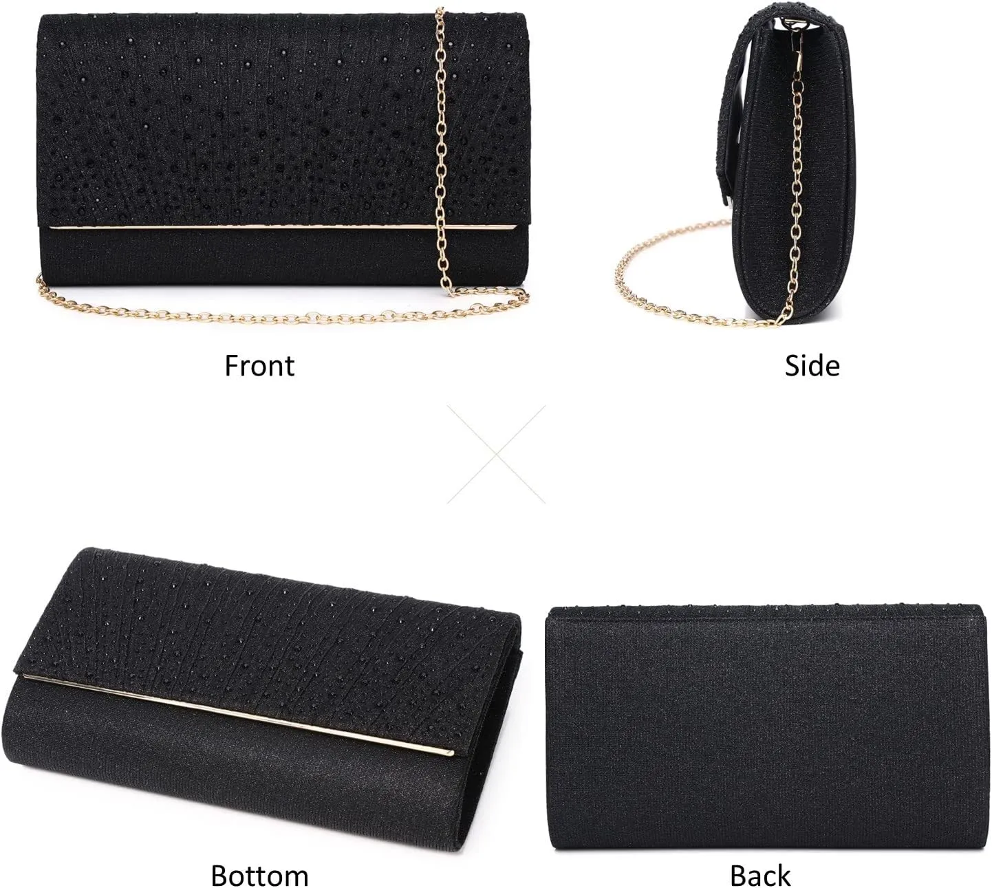 Women Evening Bags Glitter Sequins Clutch Purses for Women Shiny Envelope Handbag Formal Wedding Party Prom Purse