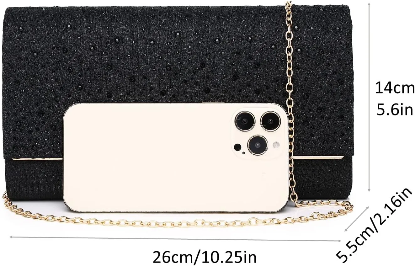 Women Evening Bags Glitter Sequins Clutch Purses for Women Shiny Envelope Handbag Formal Wedding Party Prom Purse