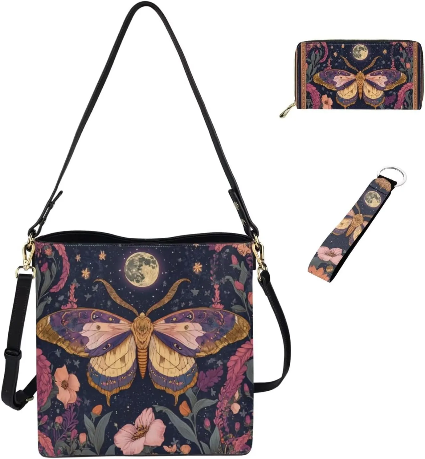 Womens Small Purses Keychain and Handbags 3Pcs for Daily Use
