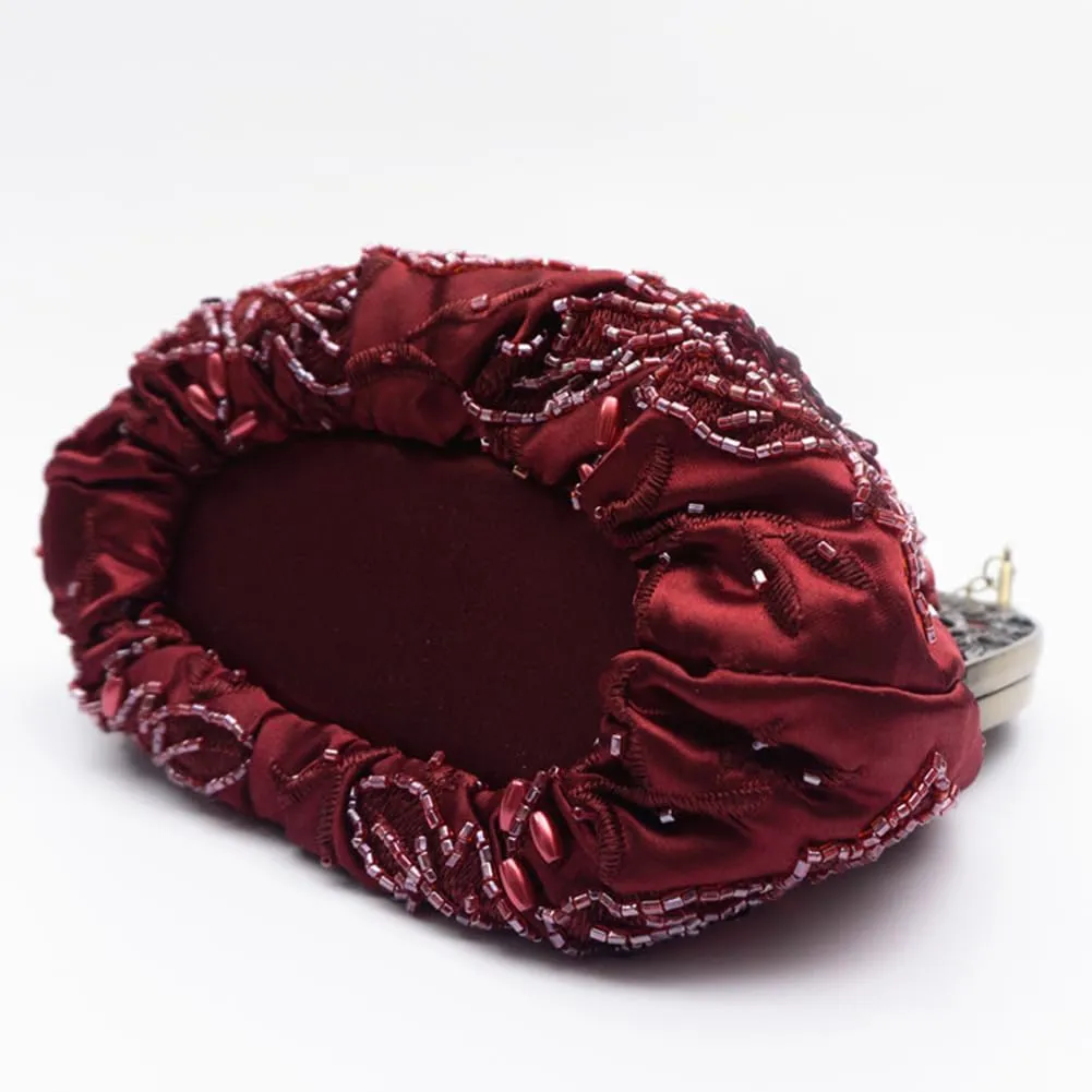 Women's Vintage Beaded Sequin Flower Evening Handbags Wedding Clutches Prom Cocktail Party Handbags