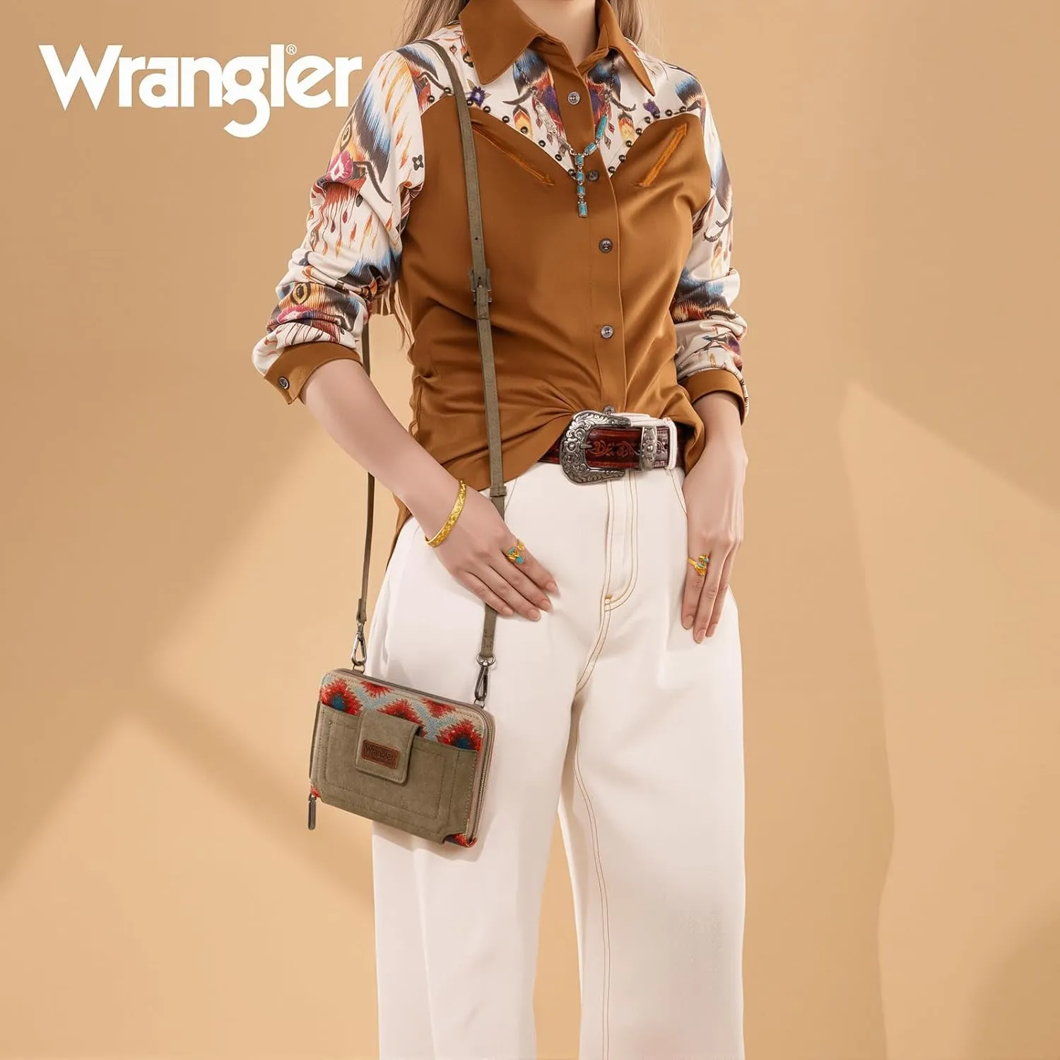 Wrangler Small Crossbody Bag for Women RFID Blocking Wallet Shoulder Purse Handbags with Credit Card Slots