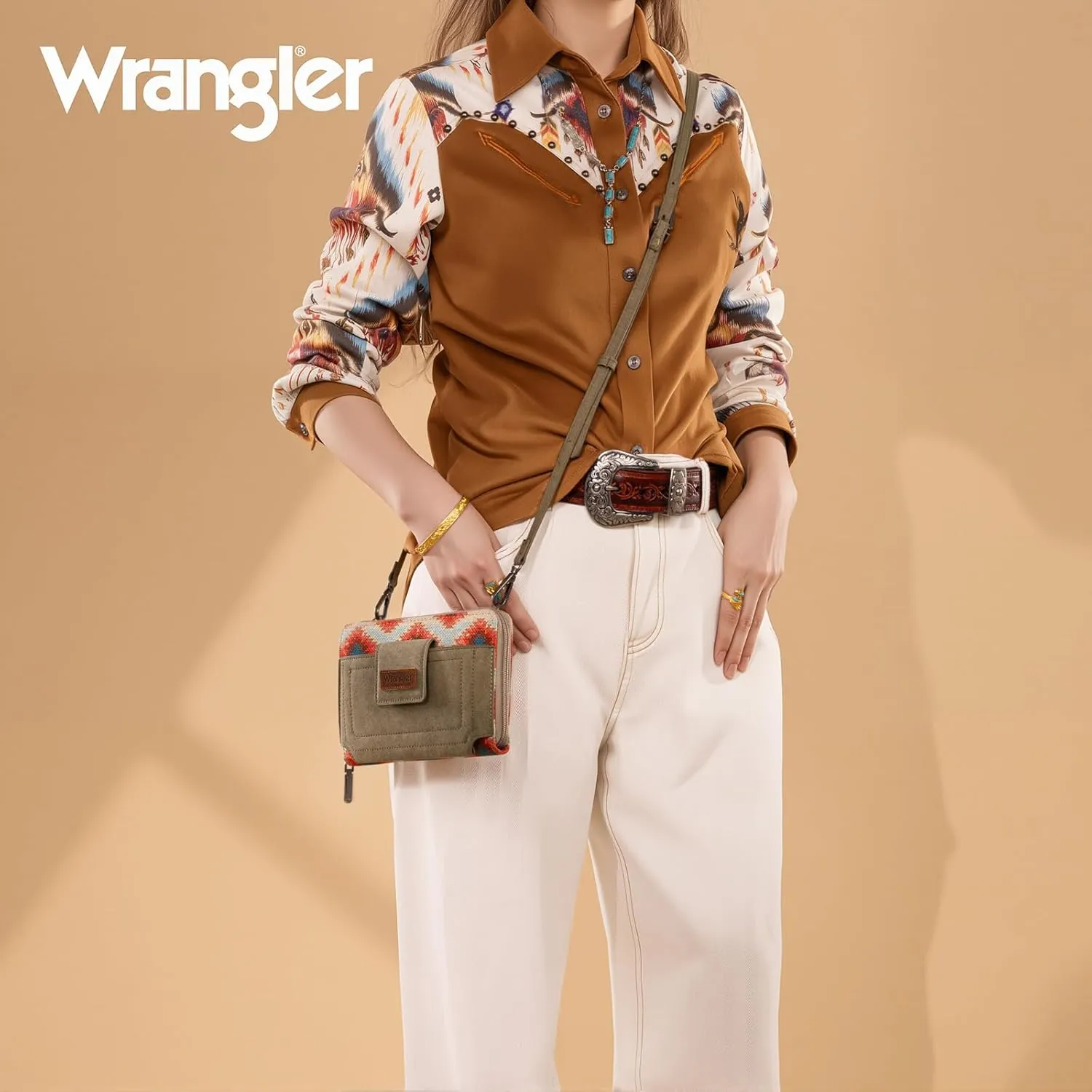 Wrangler Small Crossbody Bag for Women RFID Blocking Wallet Shoulder Purse Handbags with Credit Card Slots