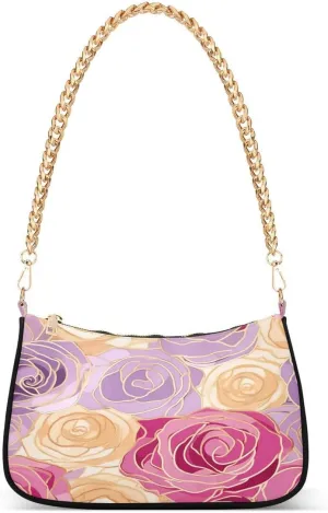 Yellow Rose Flower Tote Bag Hobo Handbag Shoulder Bag for Women Ladies Mini Clutch Purse with Zipper Closure
